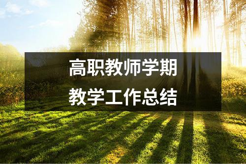 高职教师学期教学工作总结