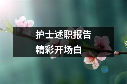 护士述职报告精彩开场白